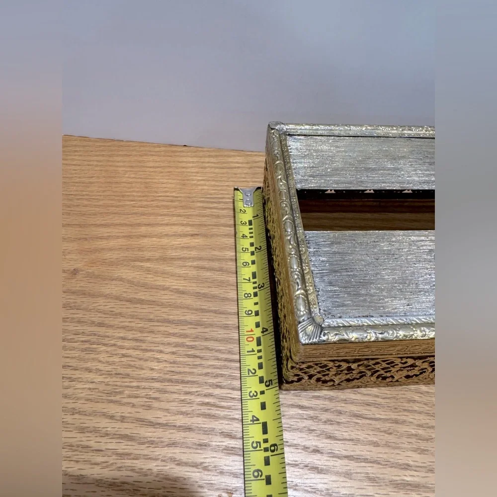 Gold Metal Vanity Tray Set with Jewelry Stand and Mirrored Tray
